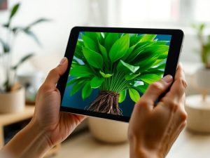 Plante medicinale, ecran digital, căutare online naturistă.