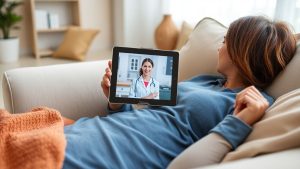 Pacient primind suport medical online acasă.